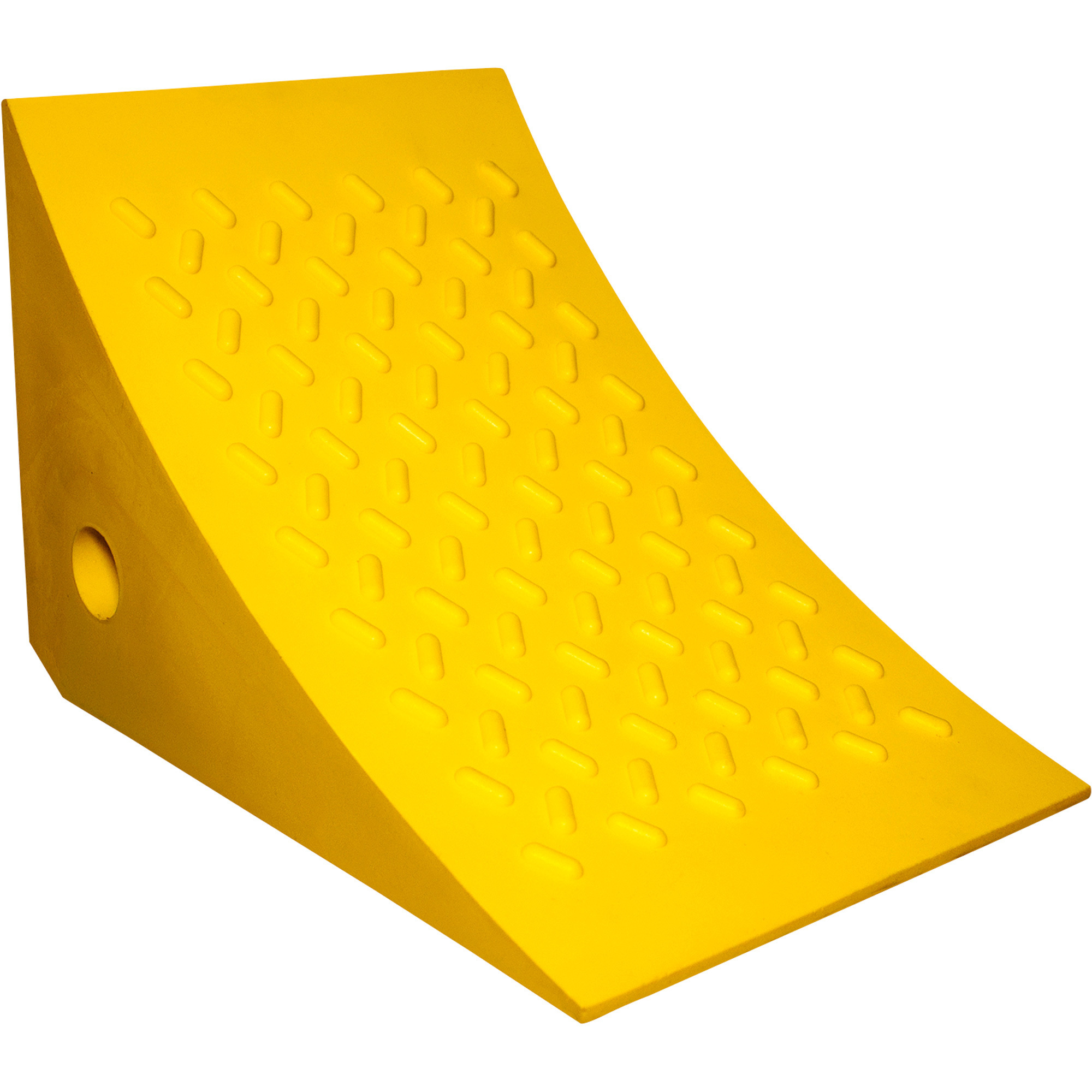 ESCO Weather-Resistant Polyurethane Wheel Chock, Safety Yellow, 20-Ton Capacity, 11In.L x 7in.H, Model# 12592